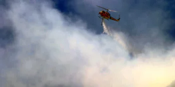 Brush fire in Ventura, California. The fire consumed 25 acres and was quickly controlled by more then 100 firefighters and water dropping helicopters.