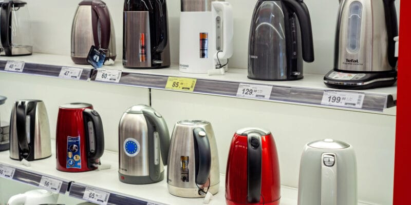 Electric kettles on the store shelves