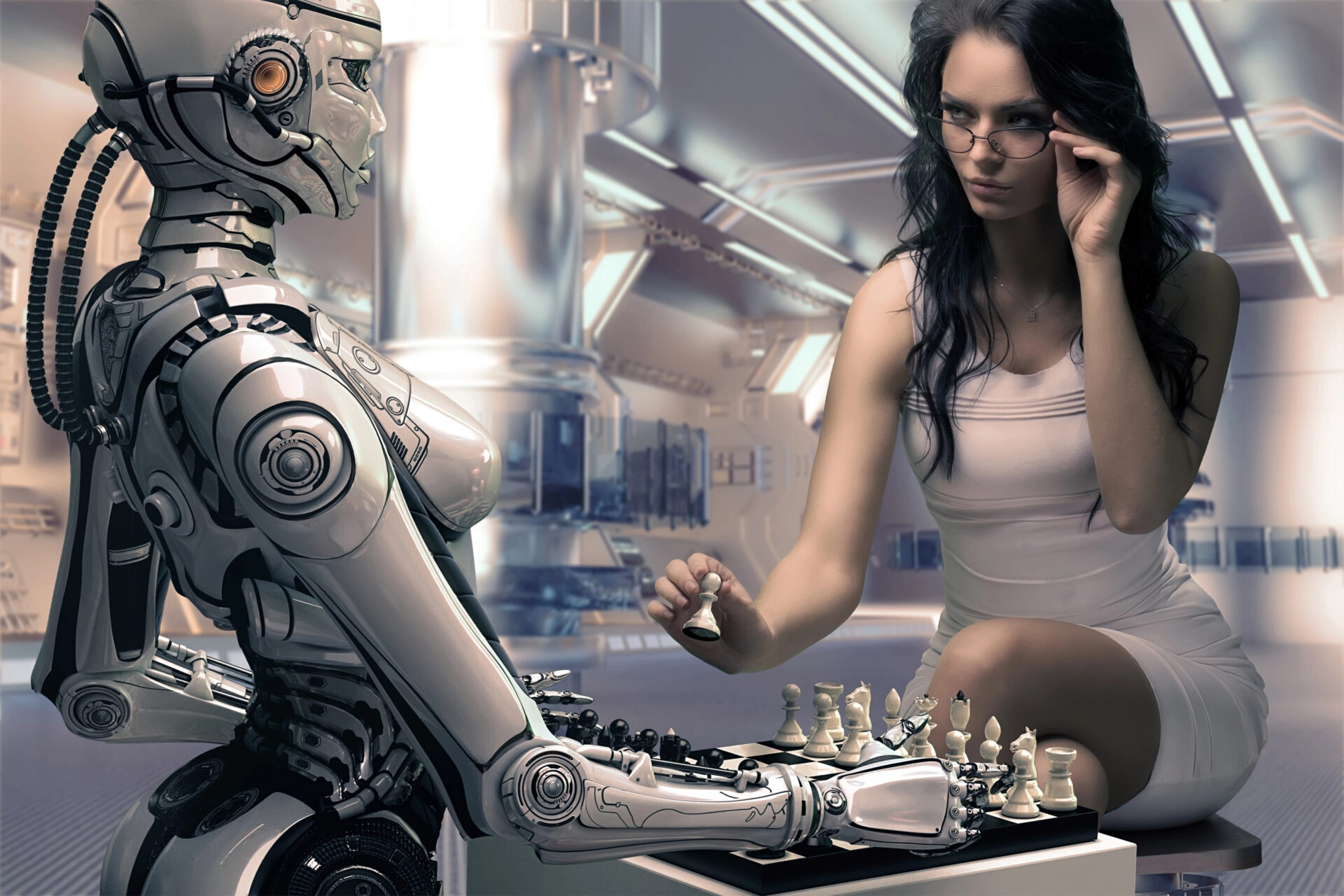 Mamavation working with Darrow robots to play chess