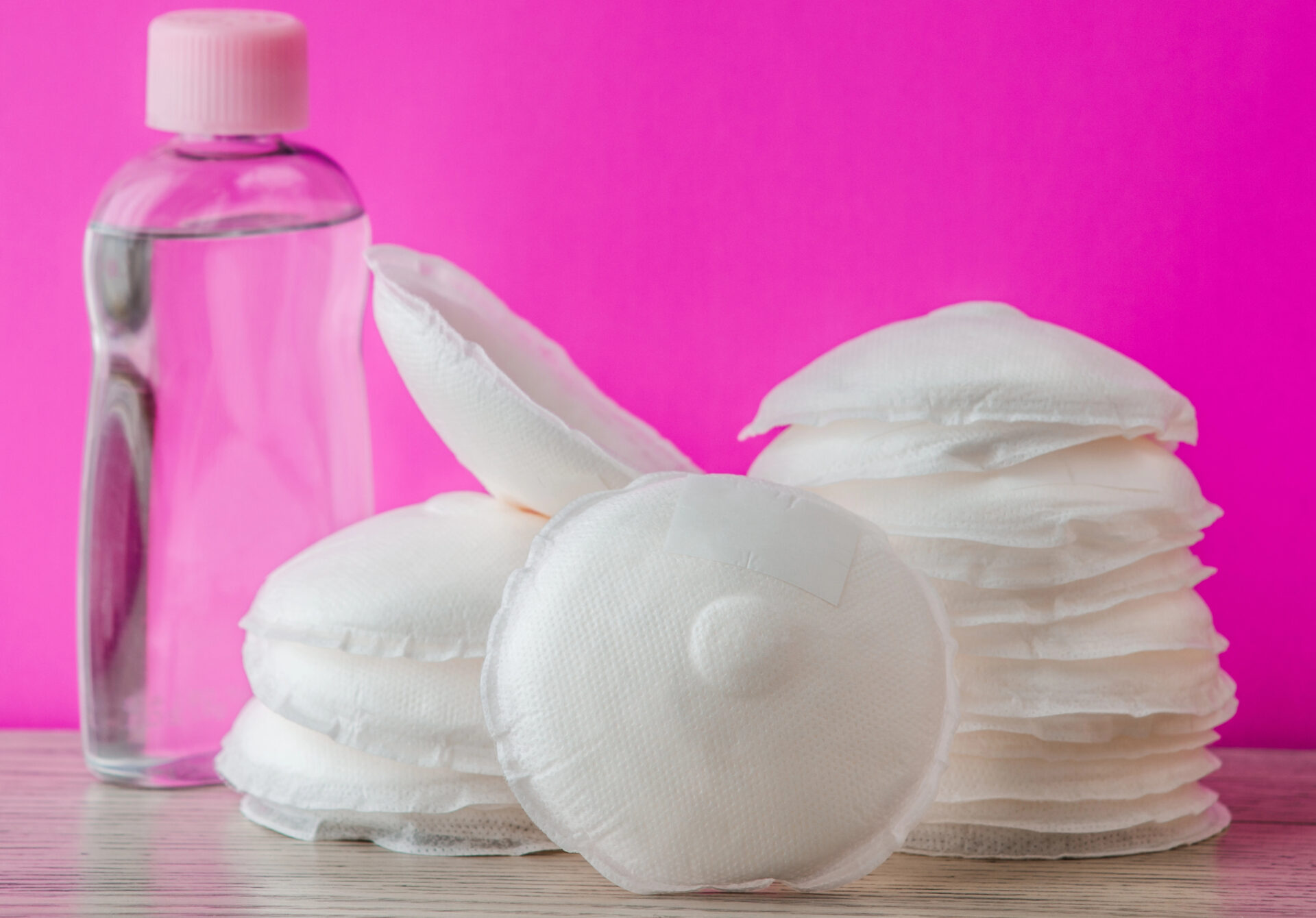 Nursing Pads tested for indication of PFAS on the table with baby oil