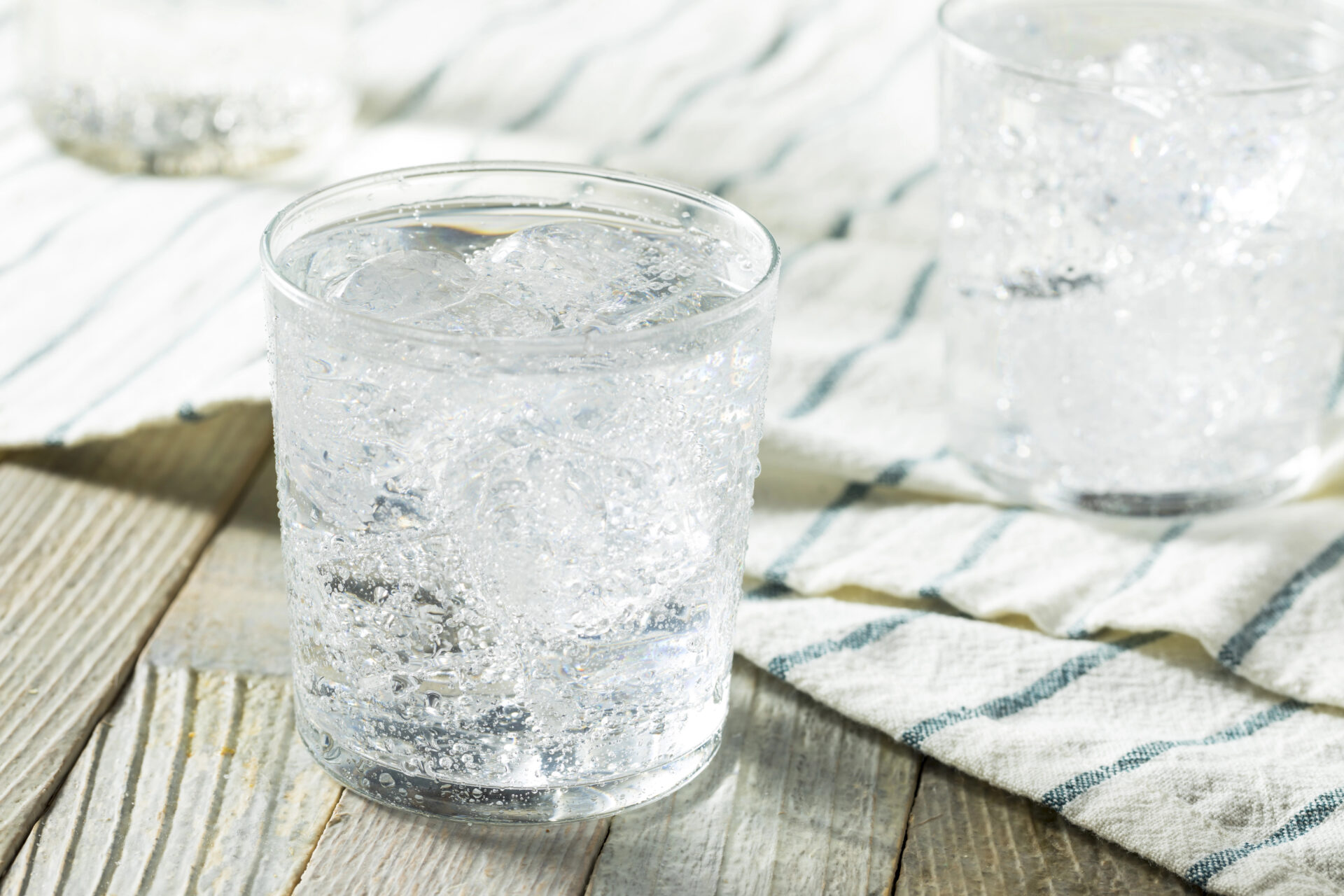 sparkling water sitting on a table 