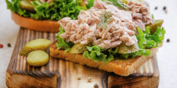 Tuna on a cracker that has been tested for mercury