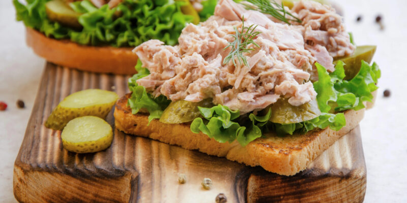 Tuna on a cracker that has been tested for mercury