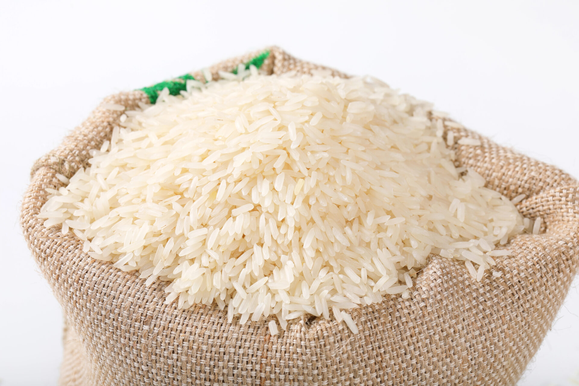 Jasmine rice in a sack