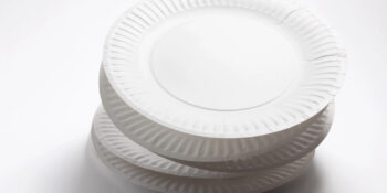 Disposable paper plates on the table