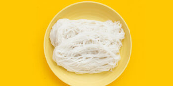 Noodles in a yellow bowl