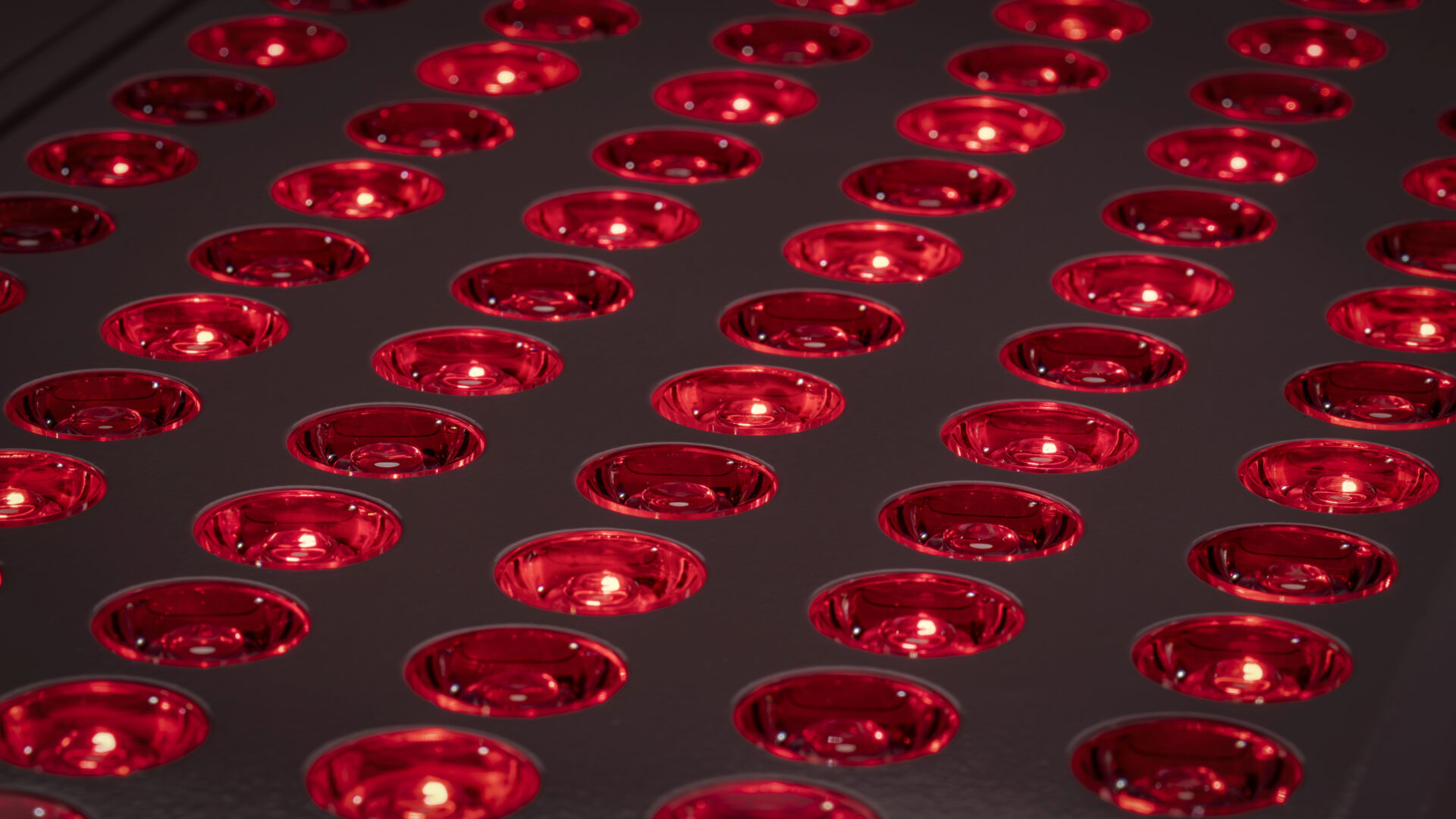 detail of red light therapy panel for skin health, pain relief, recovery and muscle performance and inflammation reduction