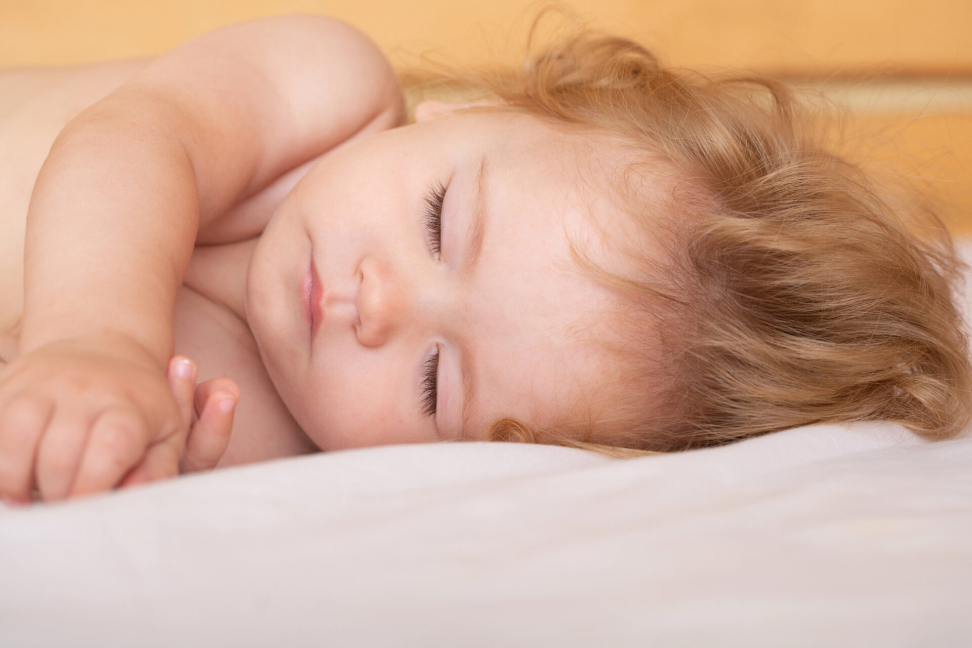 Baby sleeping in the bed. Healthy child sleep. Adorable small kids rest asleep enjoy good healthy peaceful sleep or nap