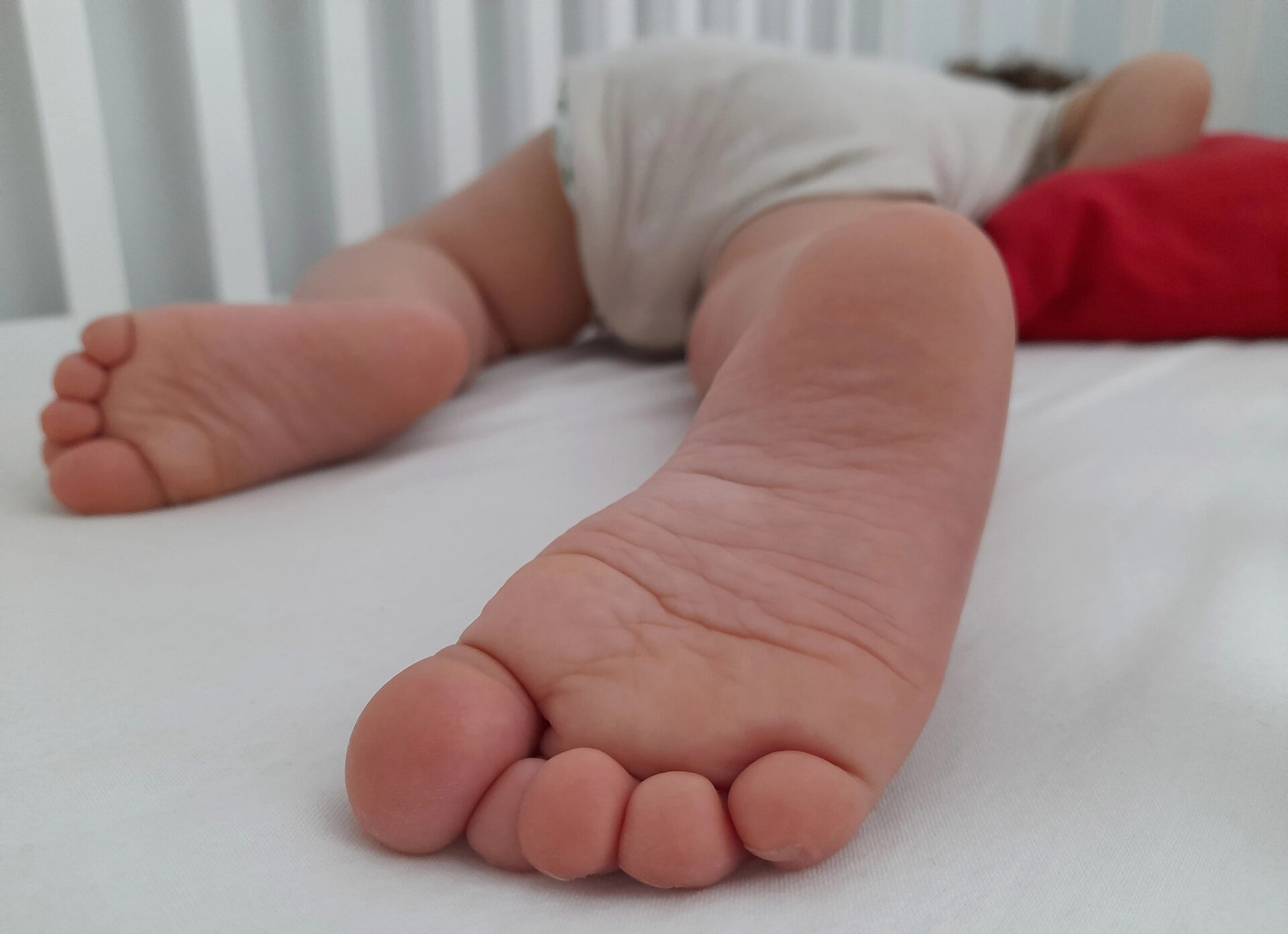 Baby laying one the mattress