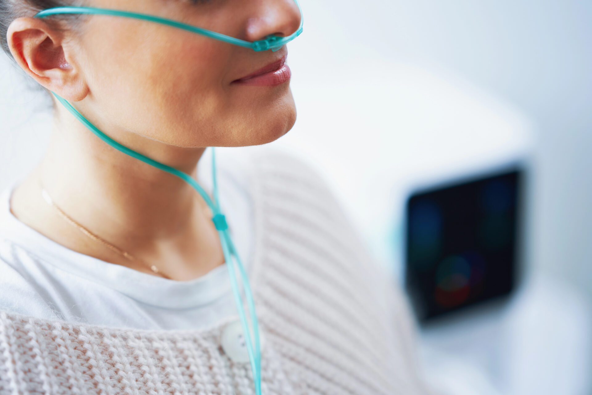 Woman using a Hydrogen Inhalation Machines