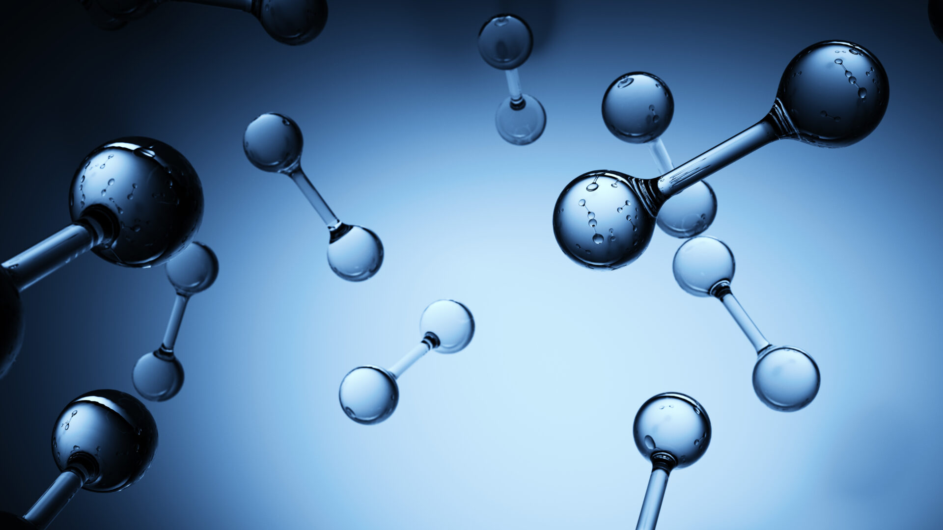 Blue science H molecules background