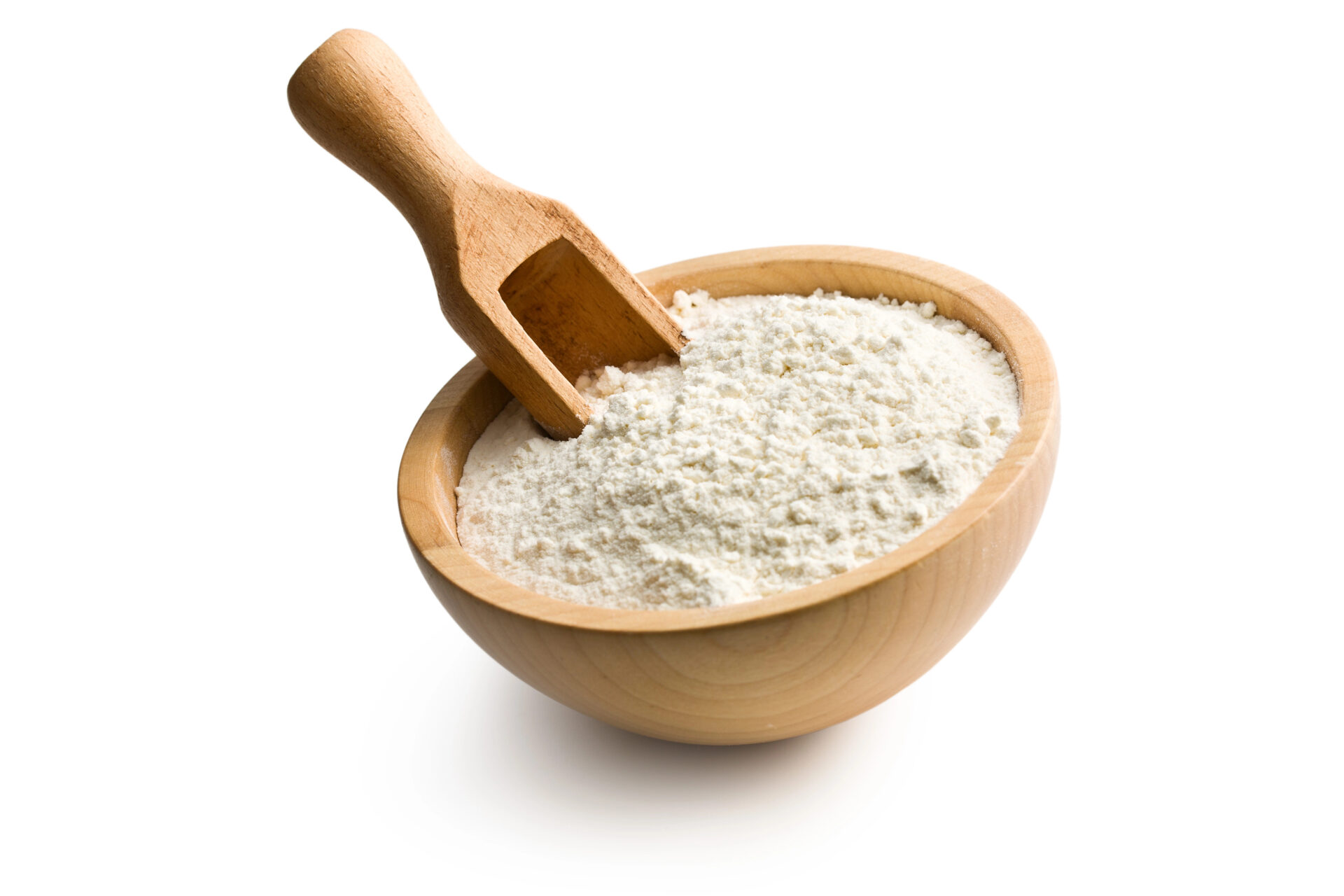 All-Purpose Organic Flour in a wooden bowl