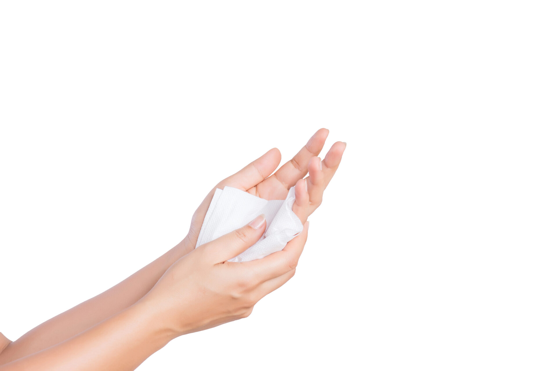 woman holding makeup remover wipe