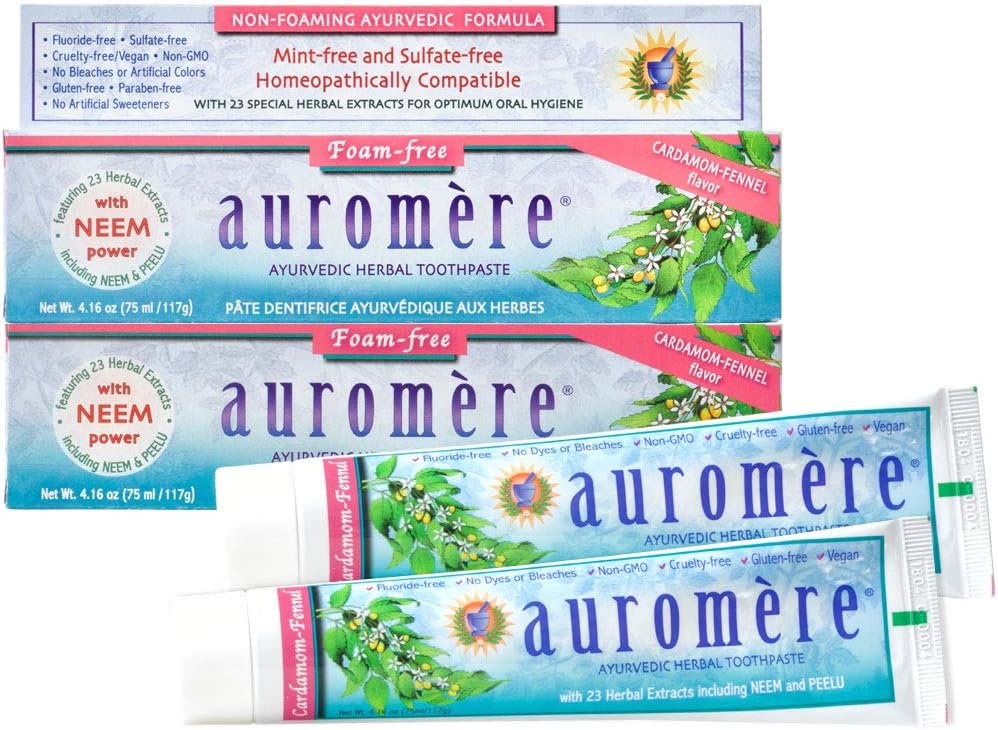 Auromere Foam-Free Cardamom-Fennel Ayurvedic Toothpaste
