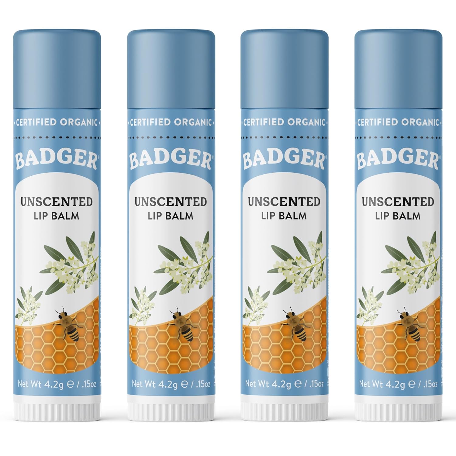 Badger Organic Unscented Lip Balm