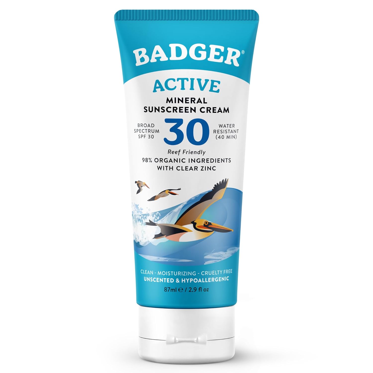 Badger Unscented Broad Spectrum 30 Clear Zinc Non-Whitening