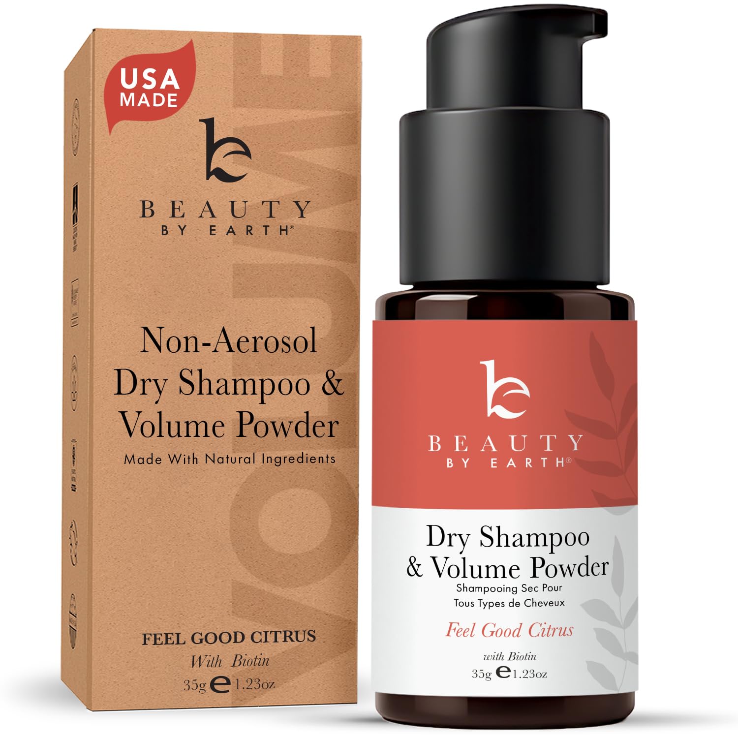 Beauty By Earth Dry Shampoo & Volume Powder for Dark and Red Hair Colors