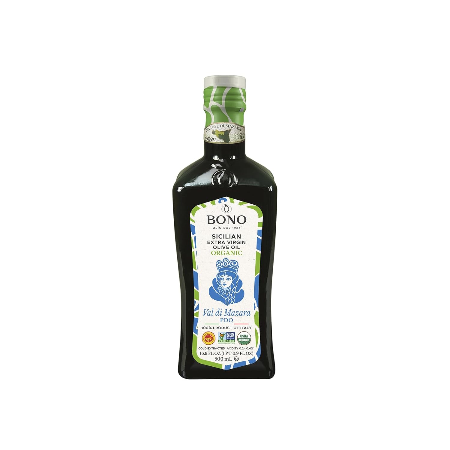 Bono Val di Mazara 1934 Sicilian Extra Virgin Olive Oil Organic PDO Cold Extracted Acidity 0.2