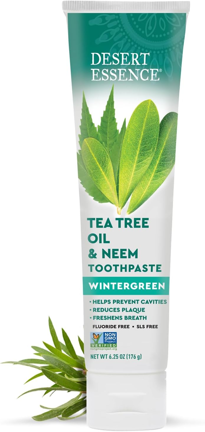 Desert Essence Tea Tree Oil & Neem Toothpaste Wintergreen Fluoride Free