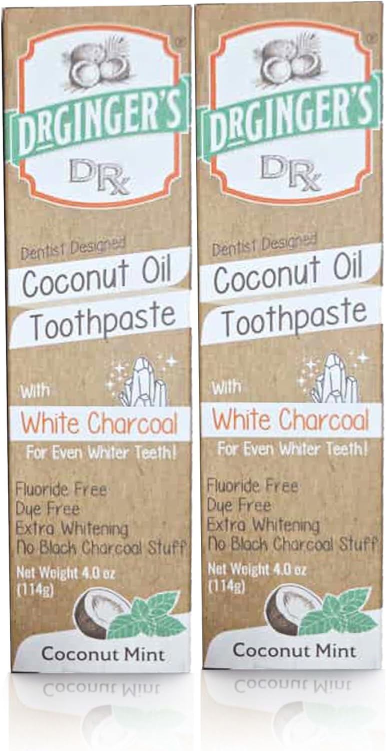 Dr. Gingers Coconut Oil Toothpaste with White Charcoal Coconut Mint (Fluoride Free)