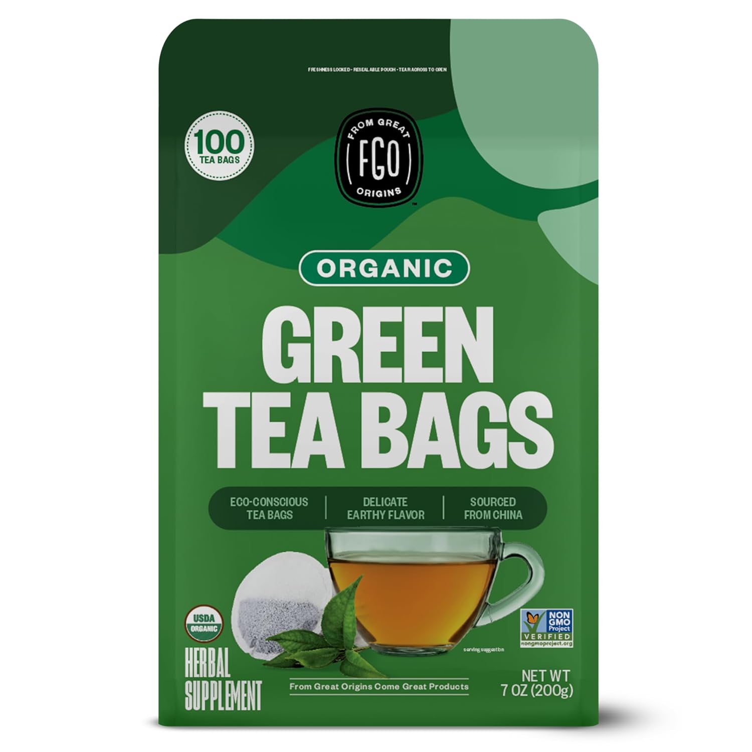 From Great Origins (FGO) Organic Green Tea Bags