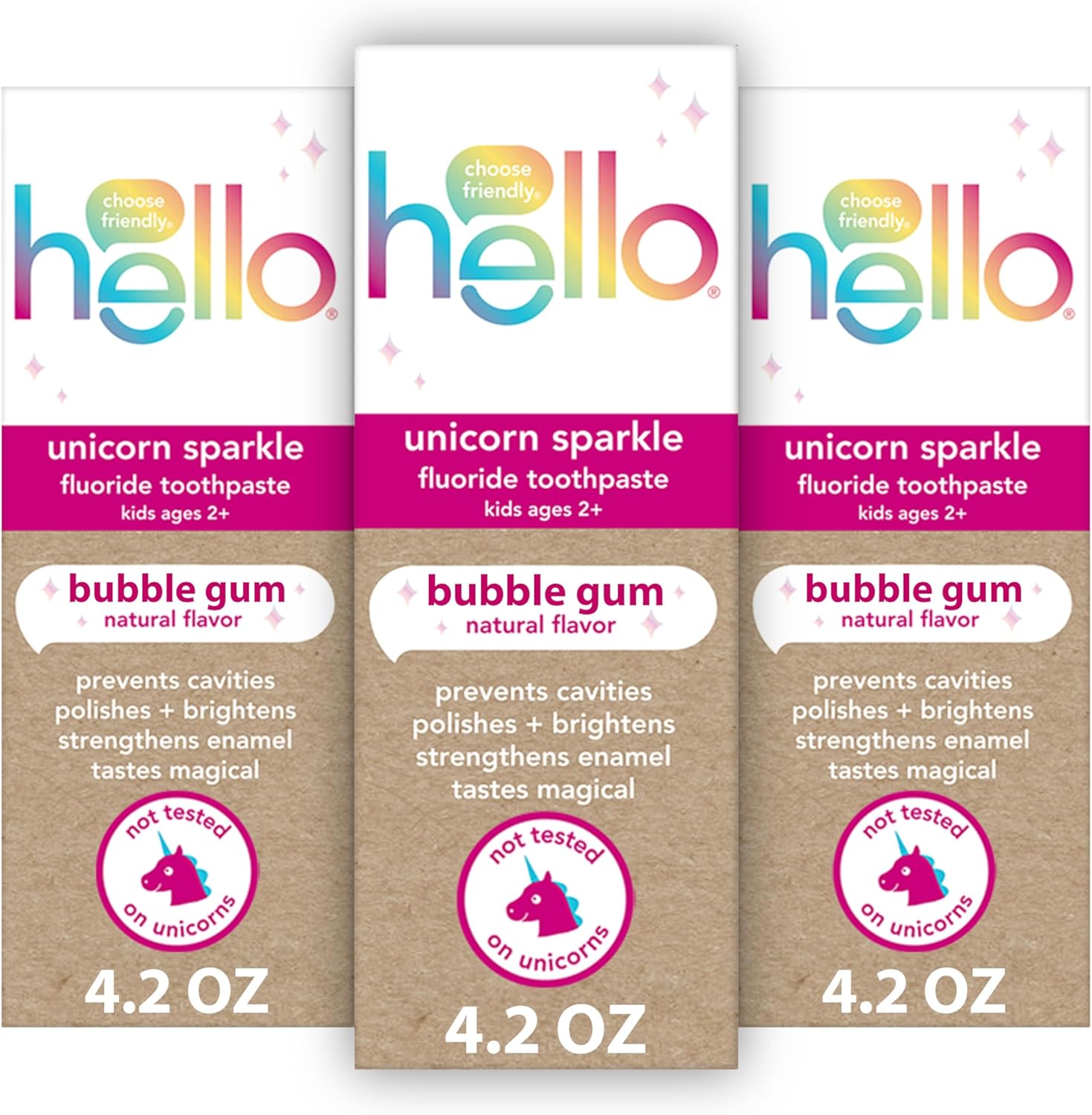 Hello Unicorn Sparkle Fluoride Toothpaste Bubble Gum Flavor