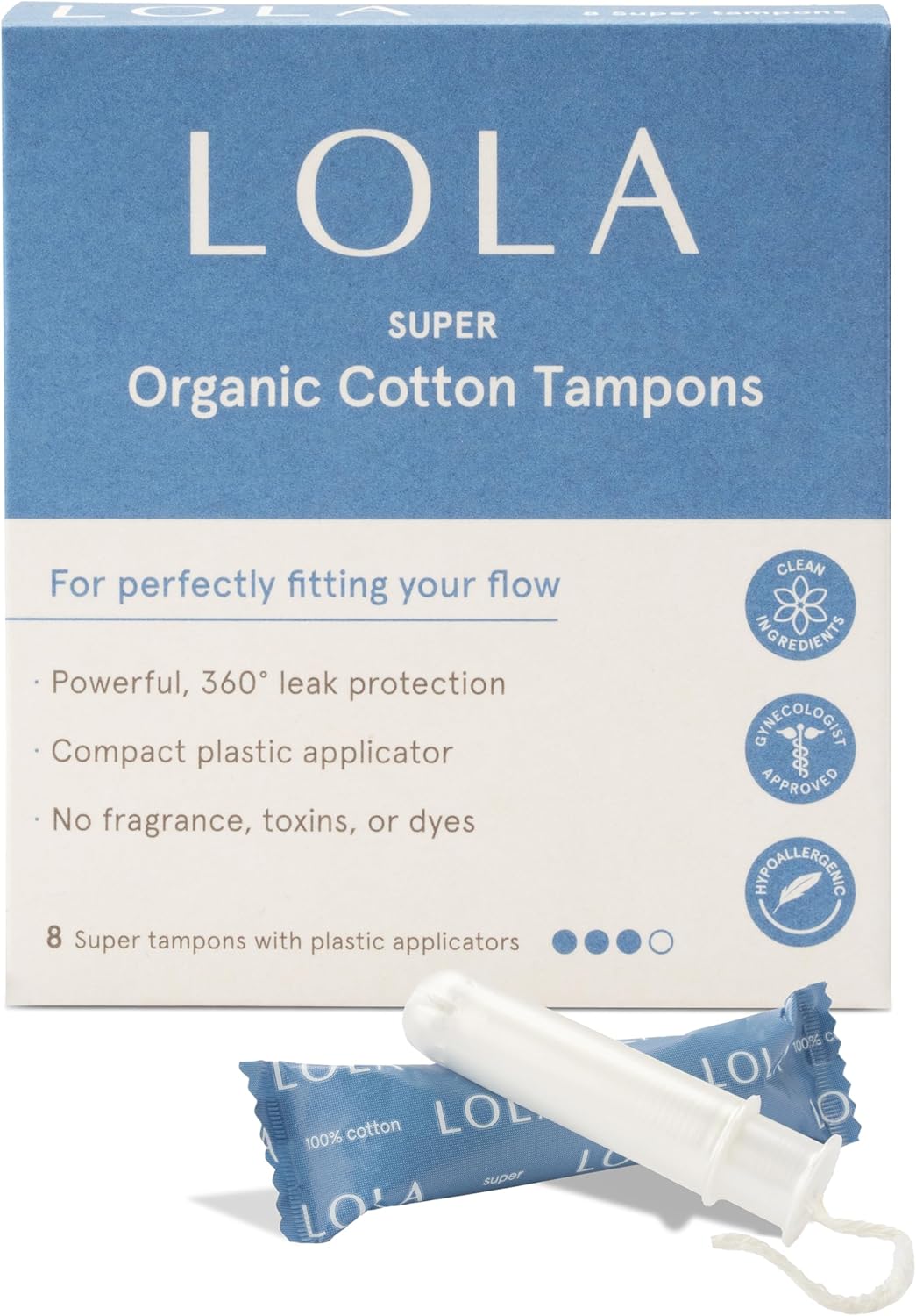Lola Super Tampons Made with 100% organic cotton