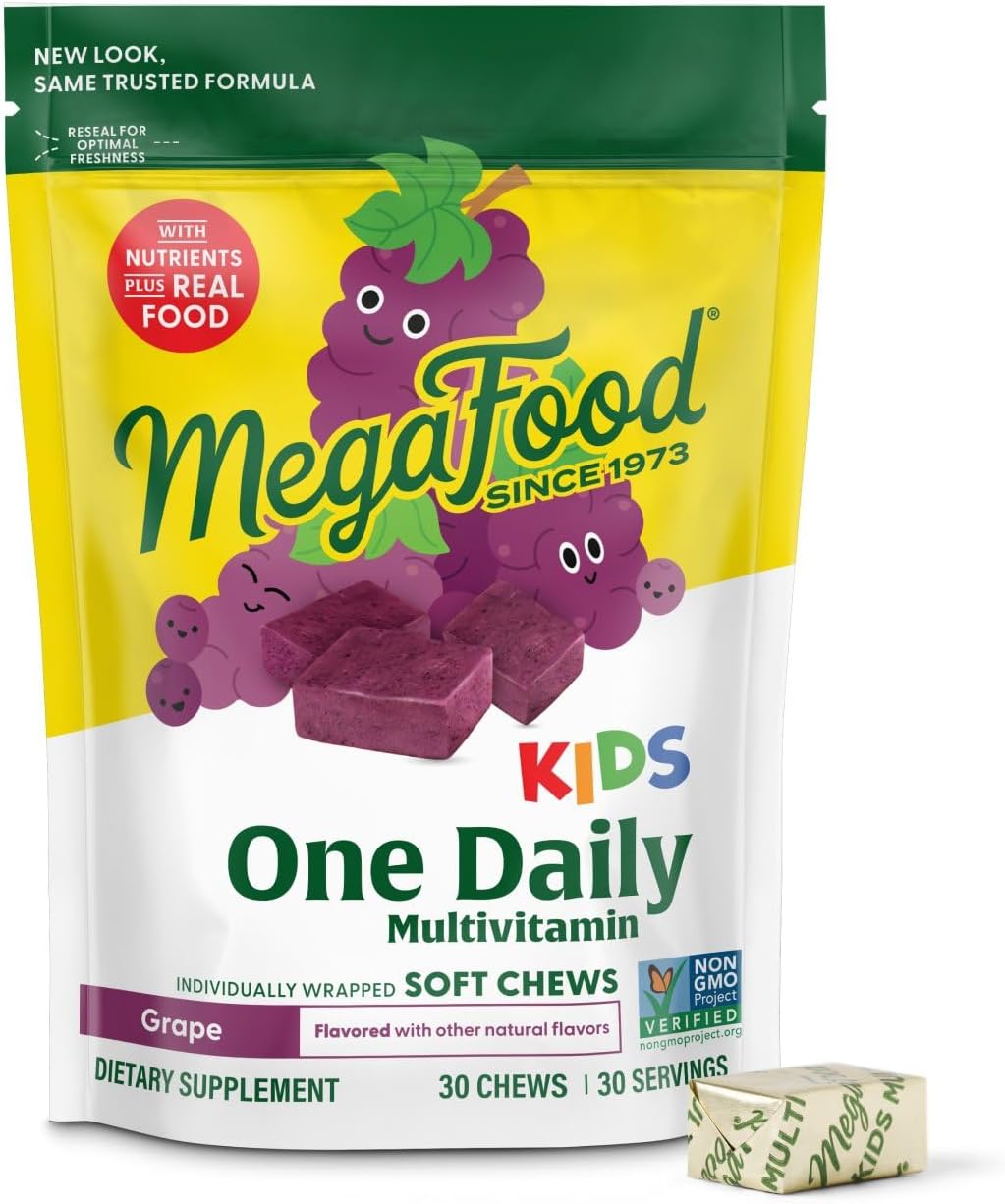 MegaFood Kids One Daily Multivitamin Soft Chews Grape Flavor with Other Natural Flavors
