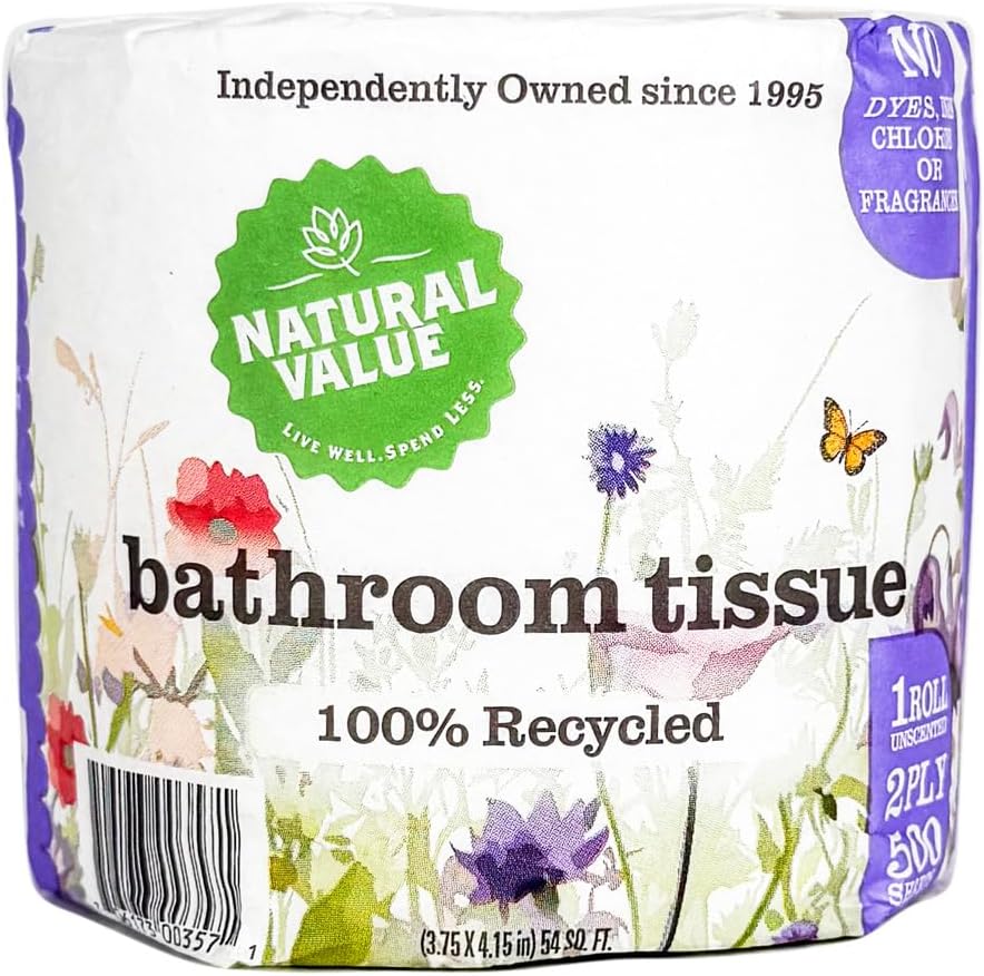 Natural Value 100% Recycled Bathroom Tissue