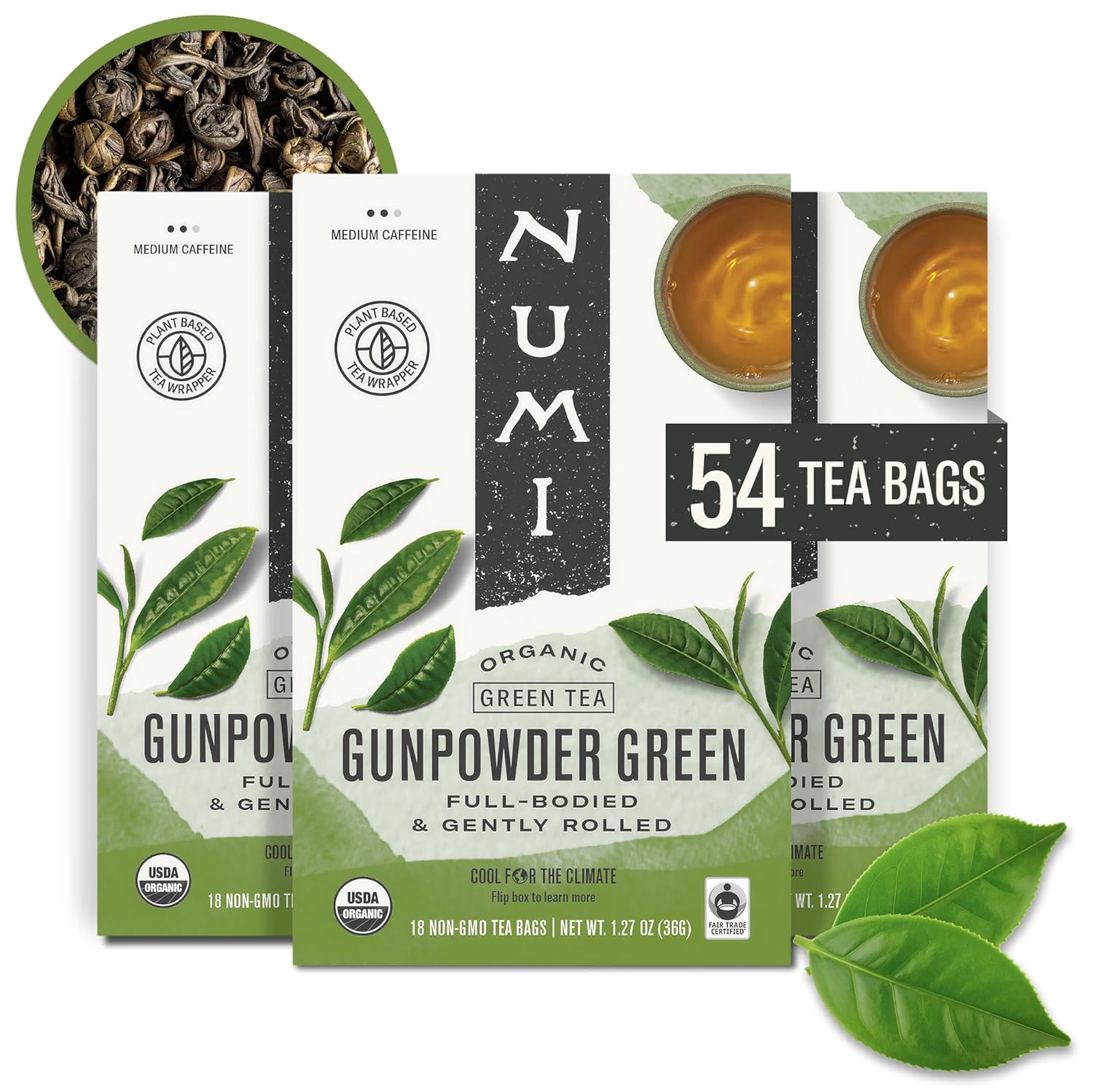 Numi Organic Green Tea Gunpowder Green Full-Bodied and Gently Rolled