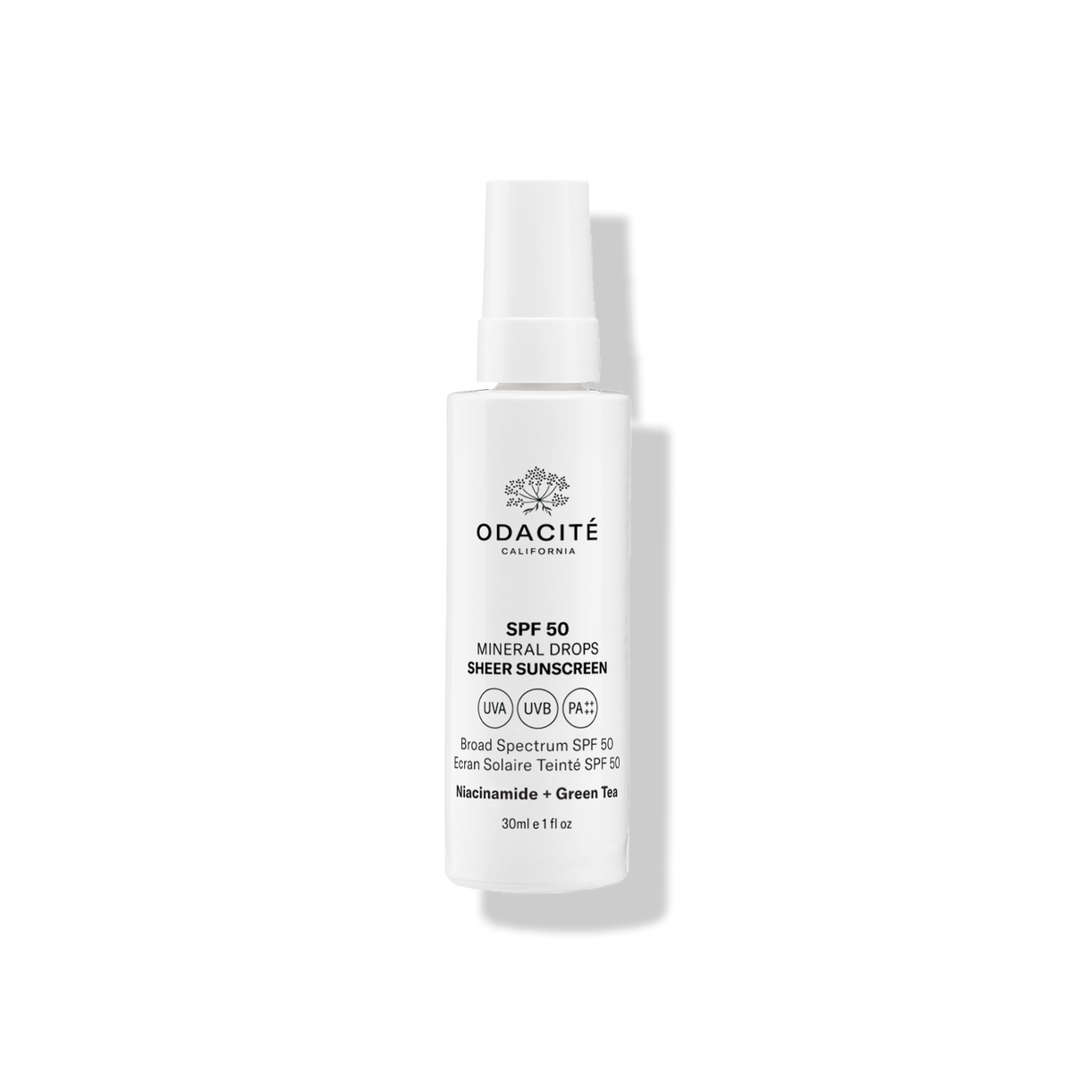 Odacite Sheer Sunscreen Niacinamide + Green Tea Mineral Drop, SPF 50+