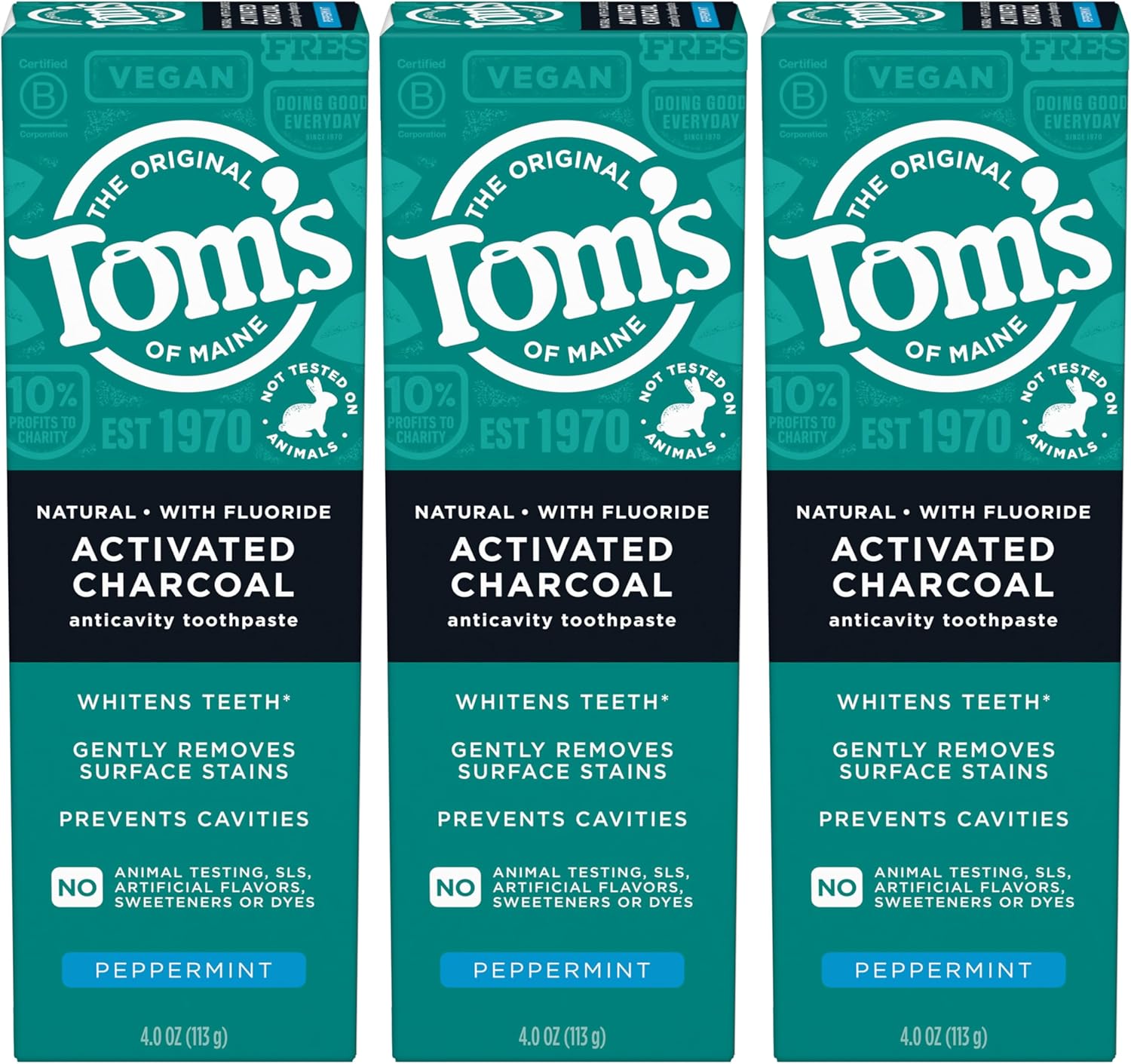 Tom's Activated Charcoal Toothpaste Peppermint SLS-Free (with Fluoride)