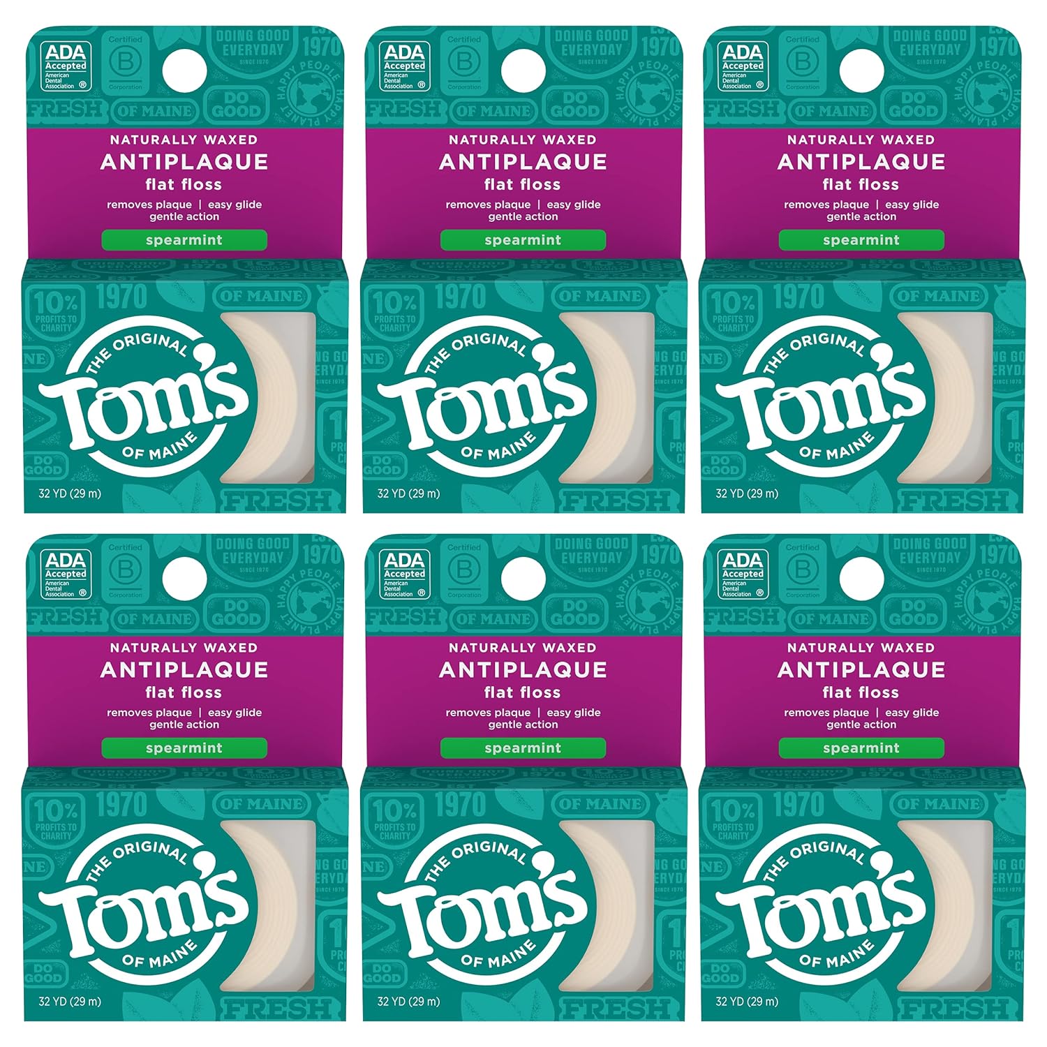 Tom's of Maine Naturally Waxed Antiplaque flat floss