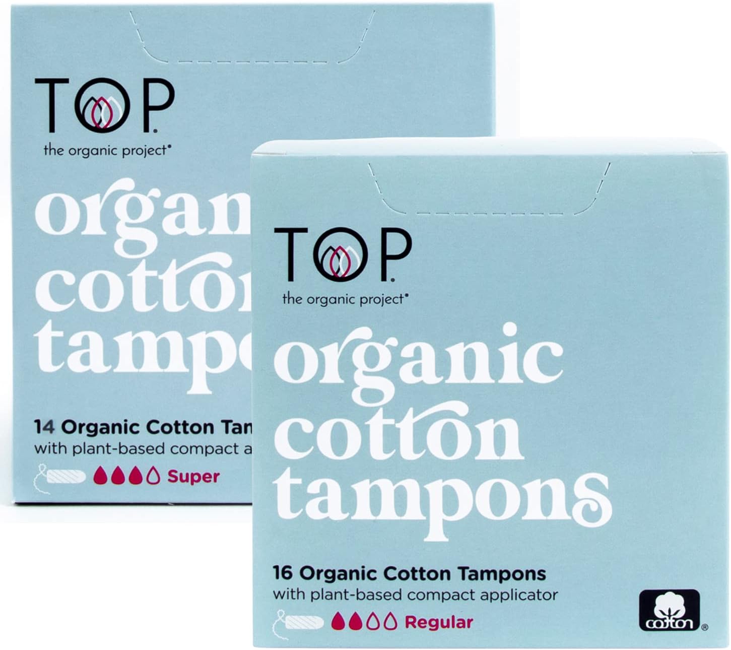 TOP Organic Cotton Tampons with plant-based compact applicator
