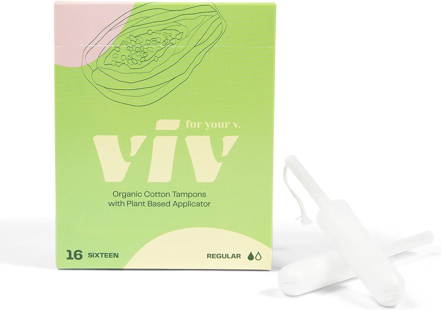 Viv for your V Organic Cotton Tampons with Plant-based applicator