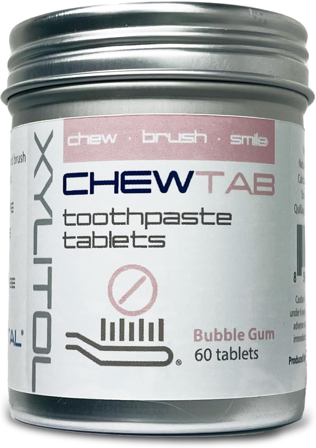 WELdental Chewtab Toothpaste Tablets Zero Waste, Bubblegum